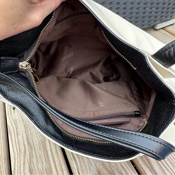 Cluci Leather Purse Womens Shoulder Bag Pebbled Leather White Smooth - Picture 14 of 15